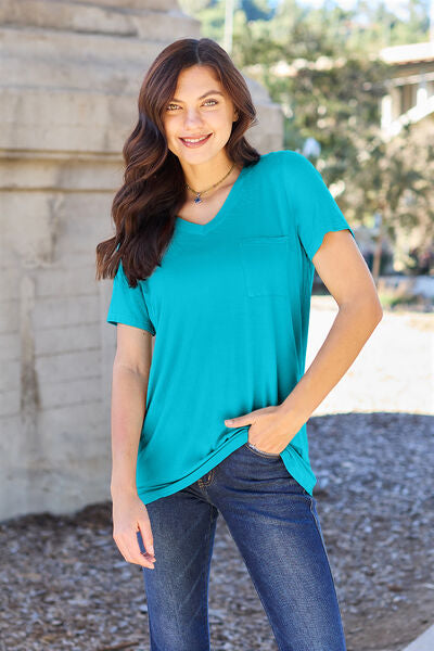 Basic Bae Full Size V-Neck Short Sleeve T-Shirt - AllIn Computer
