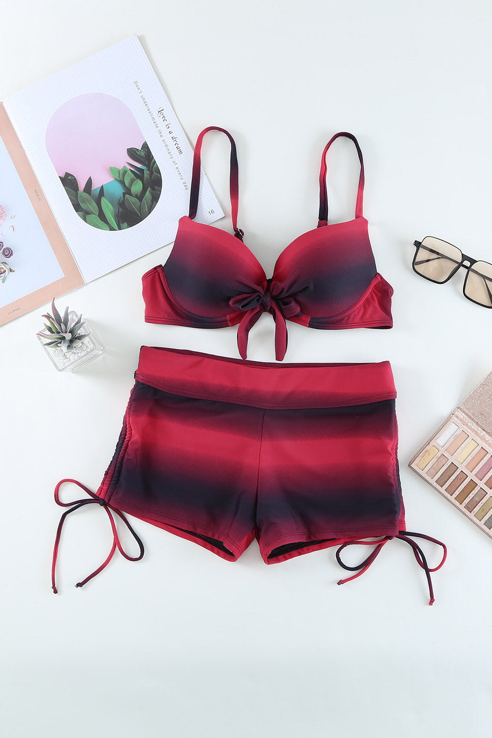 Drawstring Sweetheart Neck Bikini Set - AllIn Computer