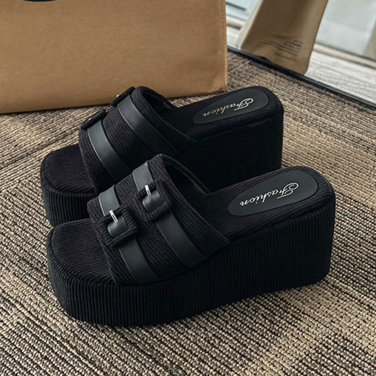 Open Toe Wedge Suede Sandals - AllIn Computer