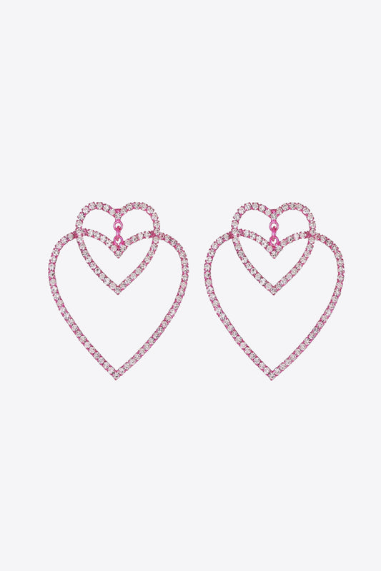 Glass Stone Decor Heart Copper Earrings - AllIn Computer