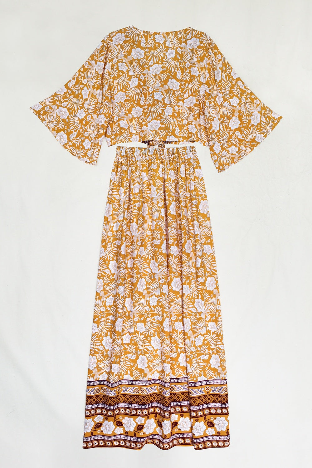 Printed Half Sleeve Top and Slit Skirt Set - AllIn Computer
