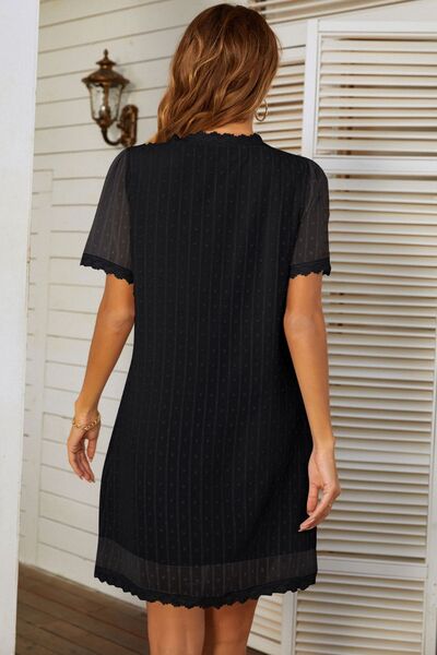 Lace Detail V-Neck Short Sleeve Dress - AllIn Computer