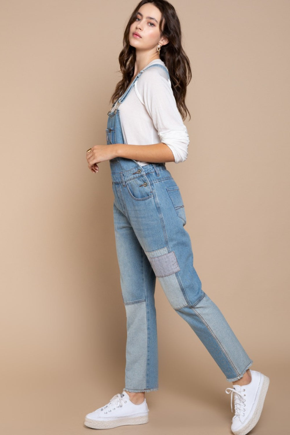 POL Front Chest Zipper Slim Leg Denim Overalls - AllIn Computer
