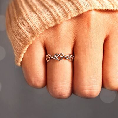 Knotted Hearts 925 Sterling Silver Open Ring - AllIn Computer