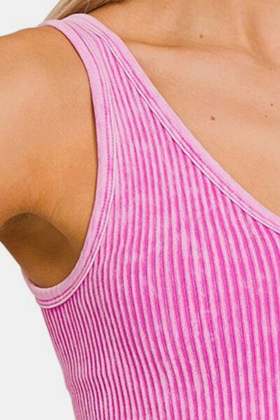 Zenana Washed Ribbed Cropped Tank - AllIn Computer