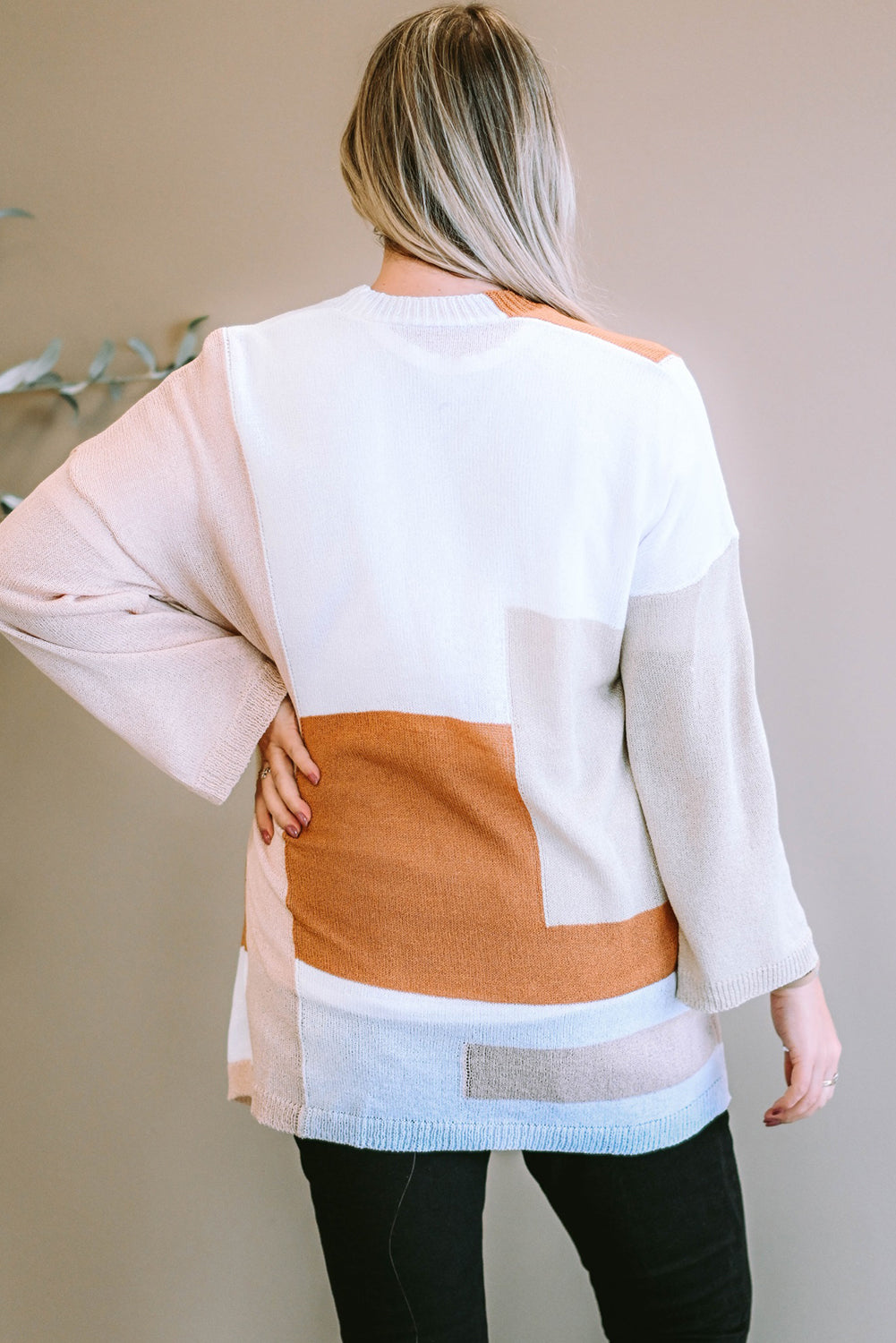 Plus Size Color Block Open Front Longline Cardigan - AllIn Computer