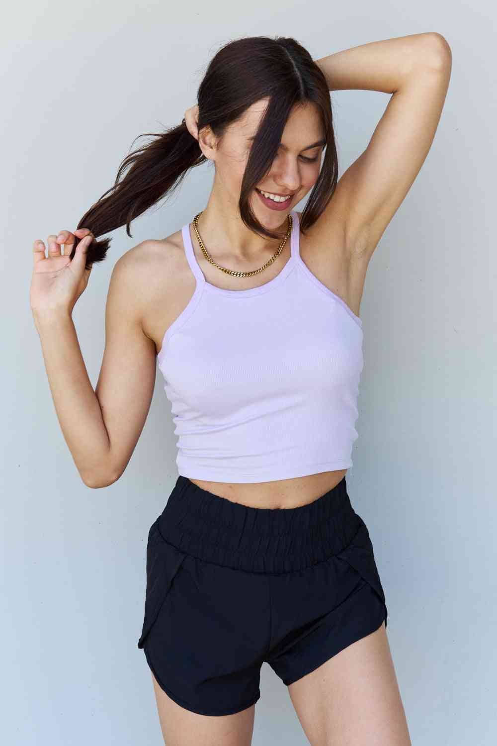Ninexis Everyday Staple Soft Modal Short Strap Ribbed Tank Top in Lavender - AllIn Computer