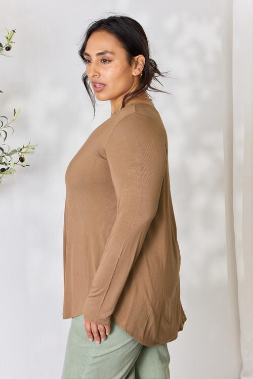 Zenana Full Size Long Sleeve V-Neck Top - AllIn Computer