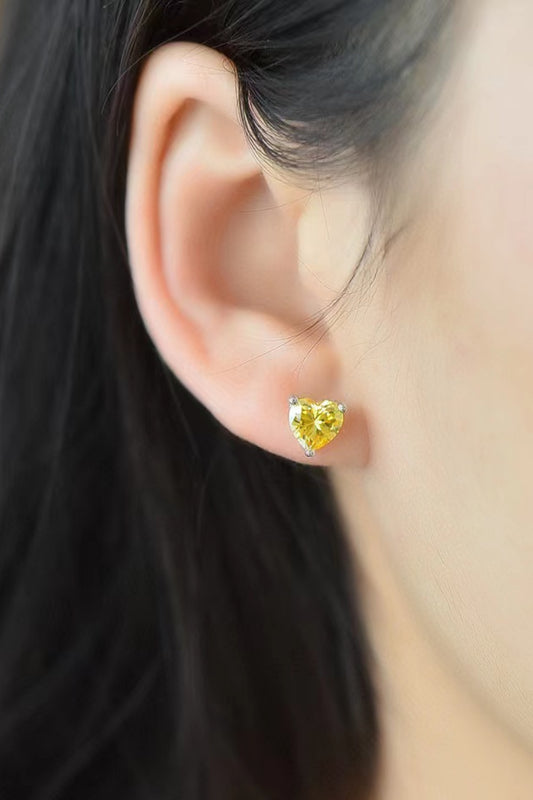 2 Carat Yellow Heart Moissanite Platinum-Plated Earrings - AllIn Computer