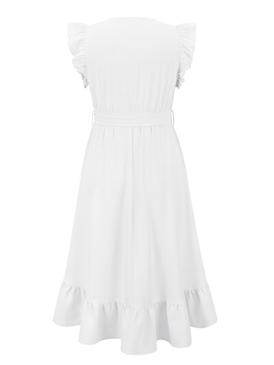 Tied Surplice Ruffle Hem Dress - AllIn Computer
