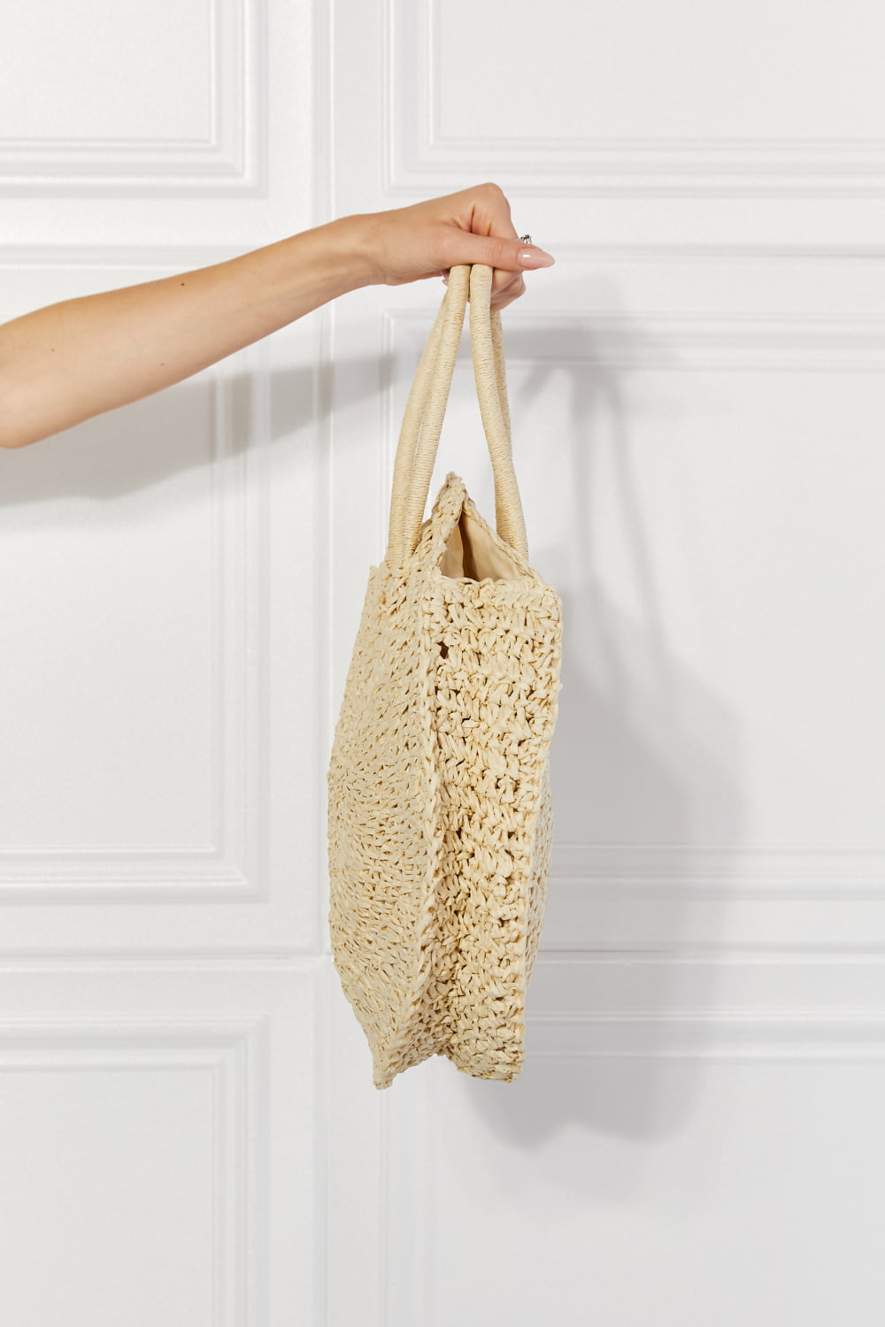 Justin Taylor Beach Date Straw Rattan Handbag in Ivory - AllIn Computer
