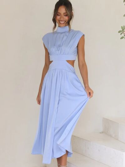 Cutout Mock Neck Sleeveless Dress - AllIn Computer