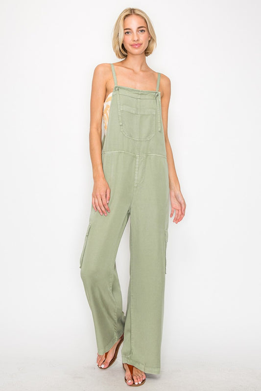 RISEN Wide Leg Tencel Overalls - AllIn Computer