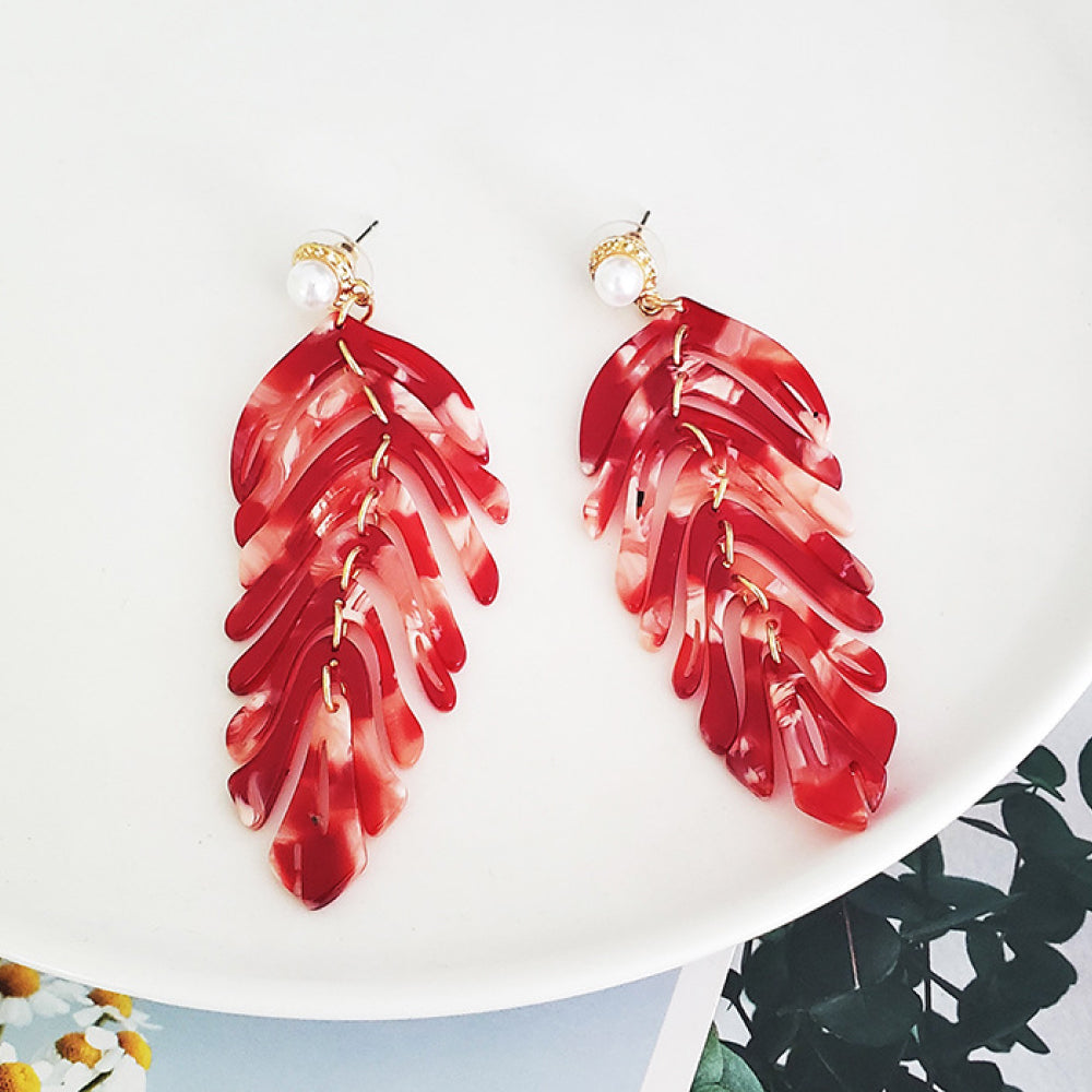 Leaf Shape Dangle Earrings - AllIn Computer