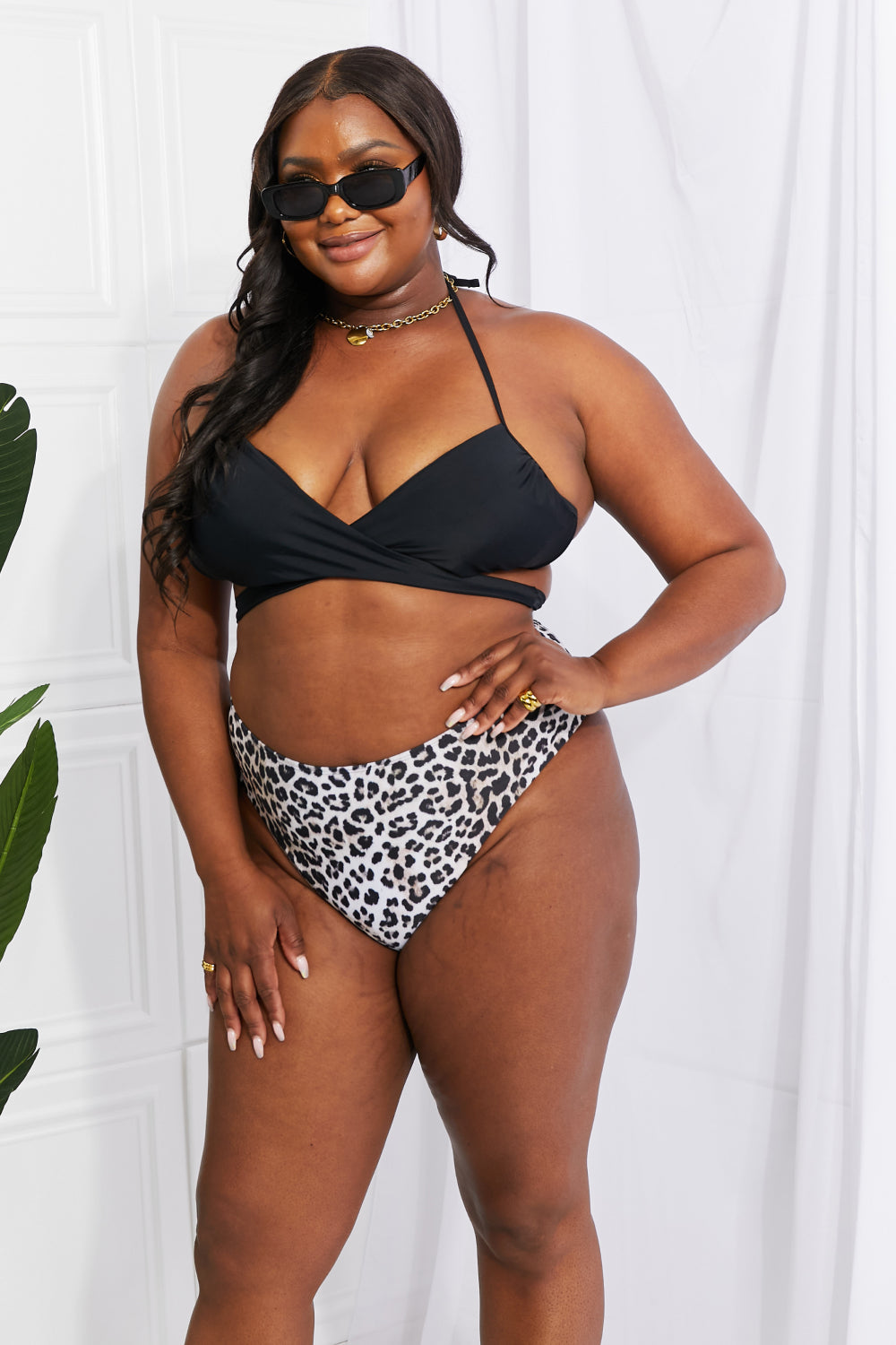Marina West Swim Summer Splash Halter Bikini Set in Black - AllIn Computer
