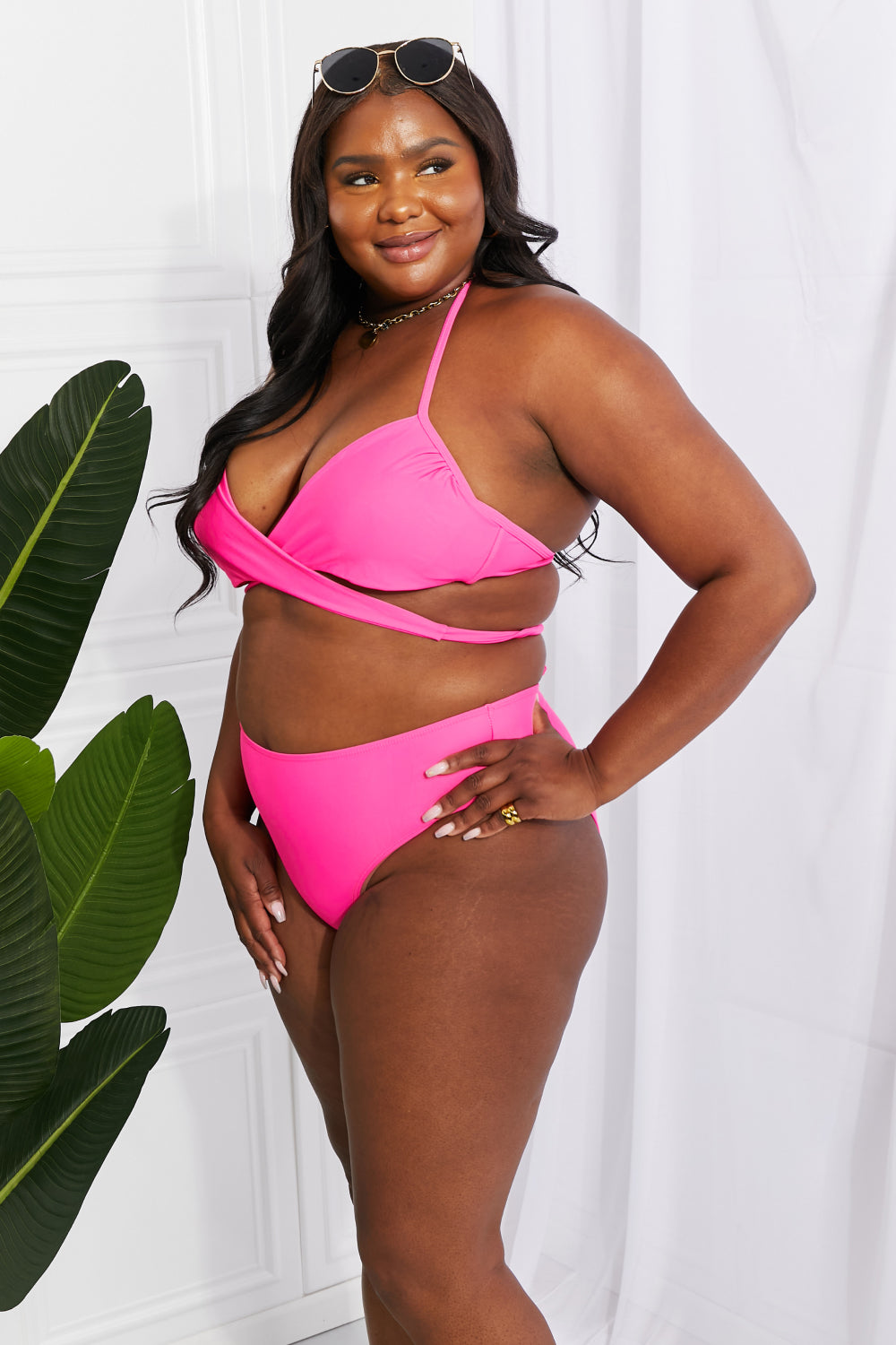 Marina West Swim Summer Splash Halter Bikini Set in Pink - AllIn Computer