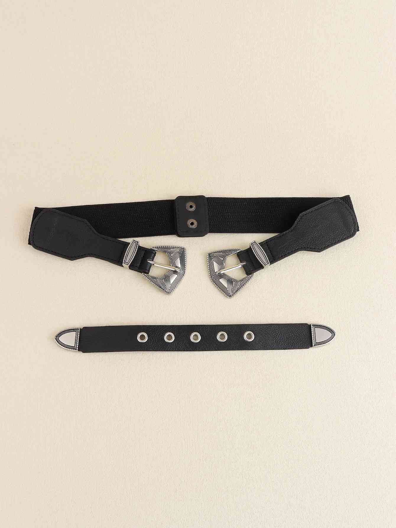 Double Buckle PU Leather Belt - AllIn Computer