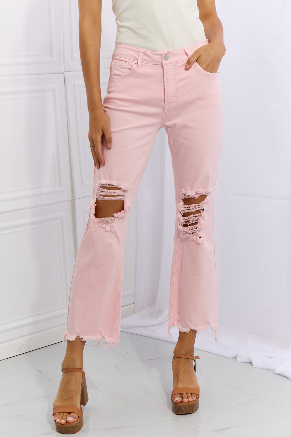 RISEN Miley Full Size Distressed Ankle Flare Jeans - AllIn Computer