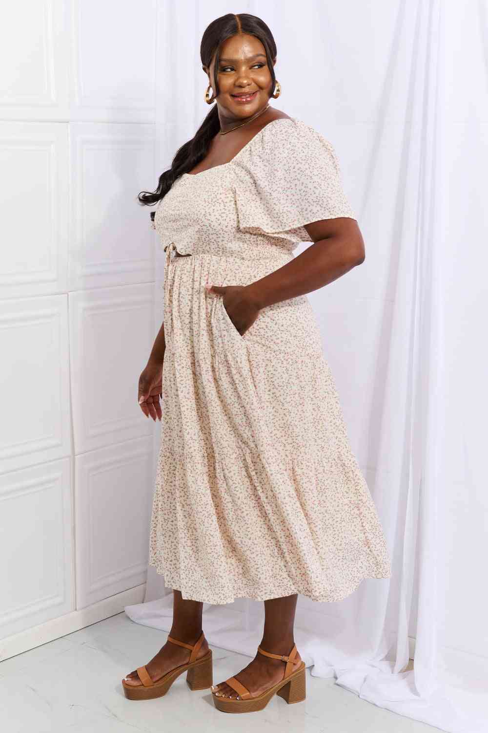 HEYSON Let It Grow Full Size Floral Tiered Ruffle Midi Dress - AllIn Computer