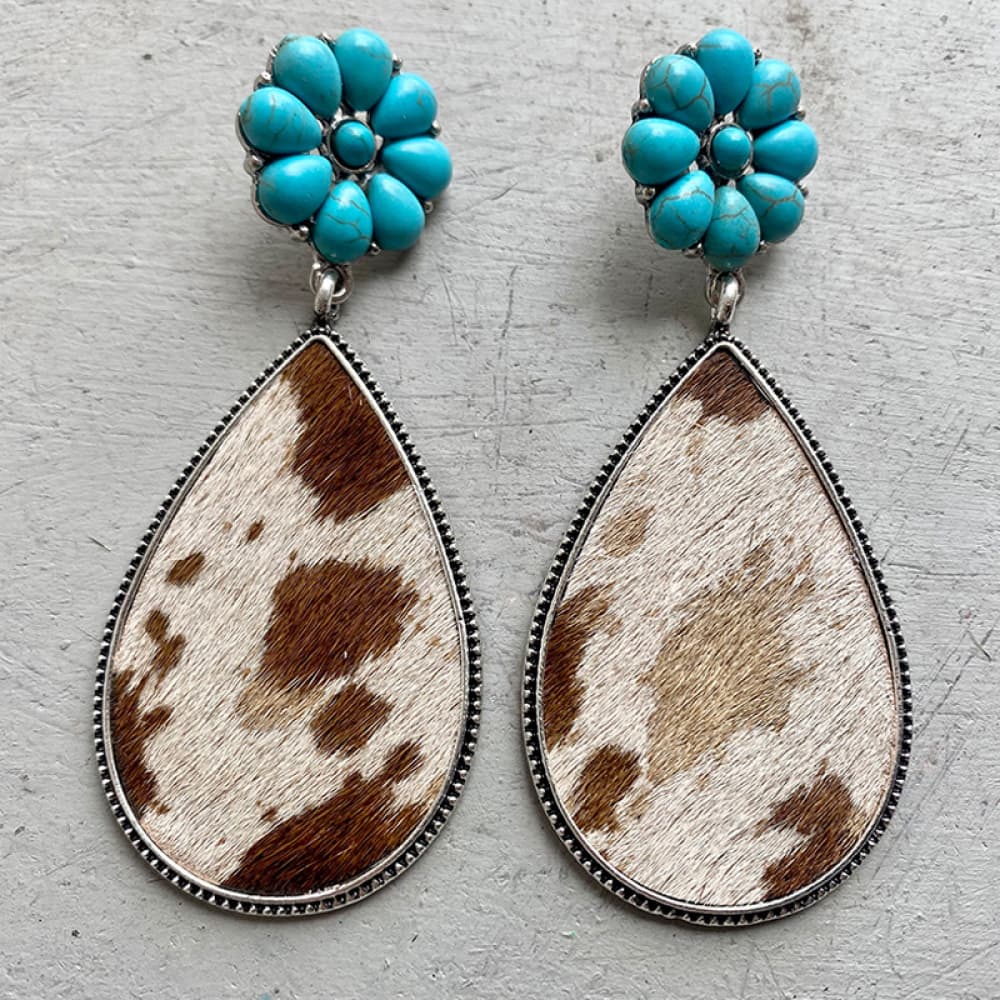 Turquoise Flower Teardrop Earrings - AllIn Computer