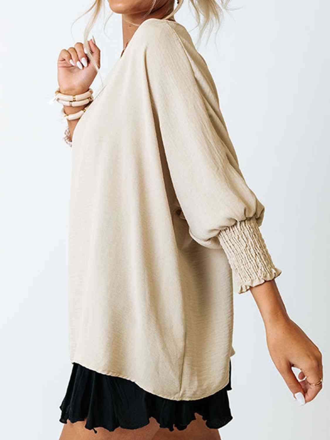 Boat Neck Three-Quarter Sleeve Blouse - AllIn Computer