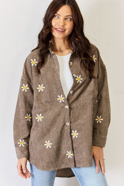 J.NNA Flower Pattern Corduroy Button Down Shirt - AllIn Computer