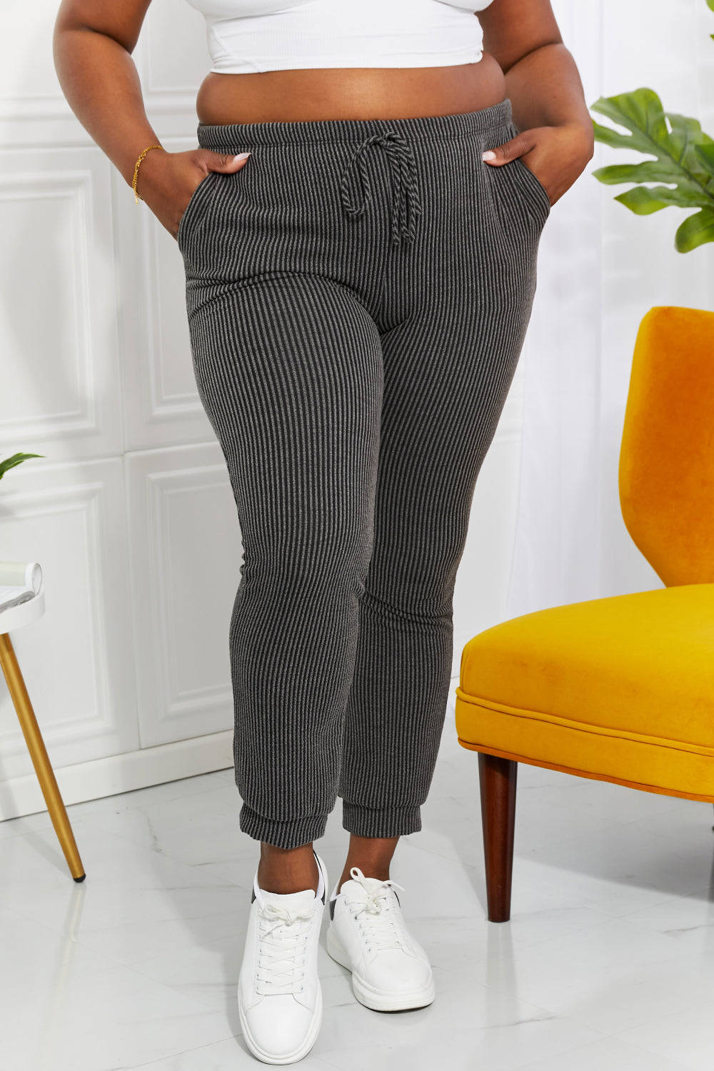Blumin Apparel Full Size Easy Living Ribbed Joggers - AllIn Computer