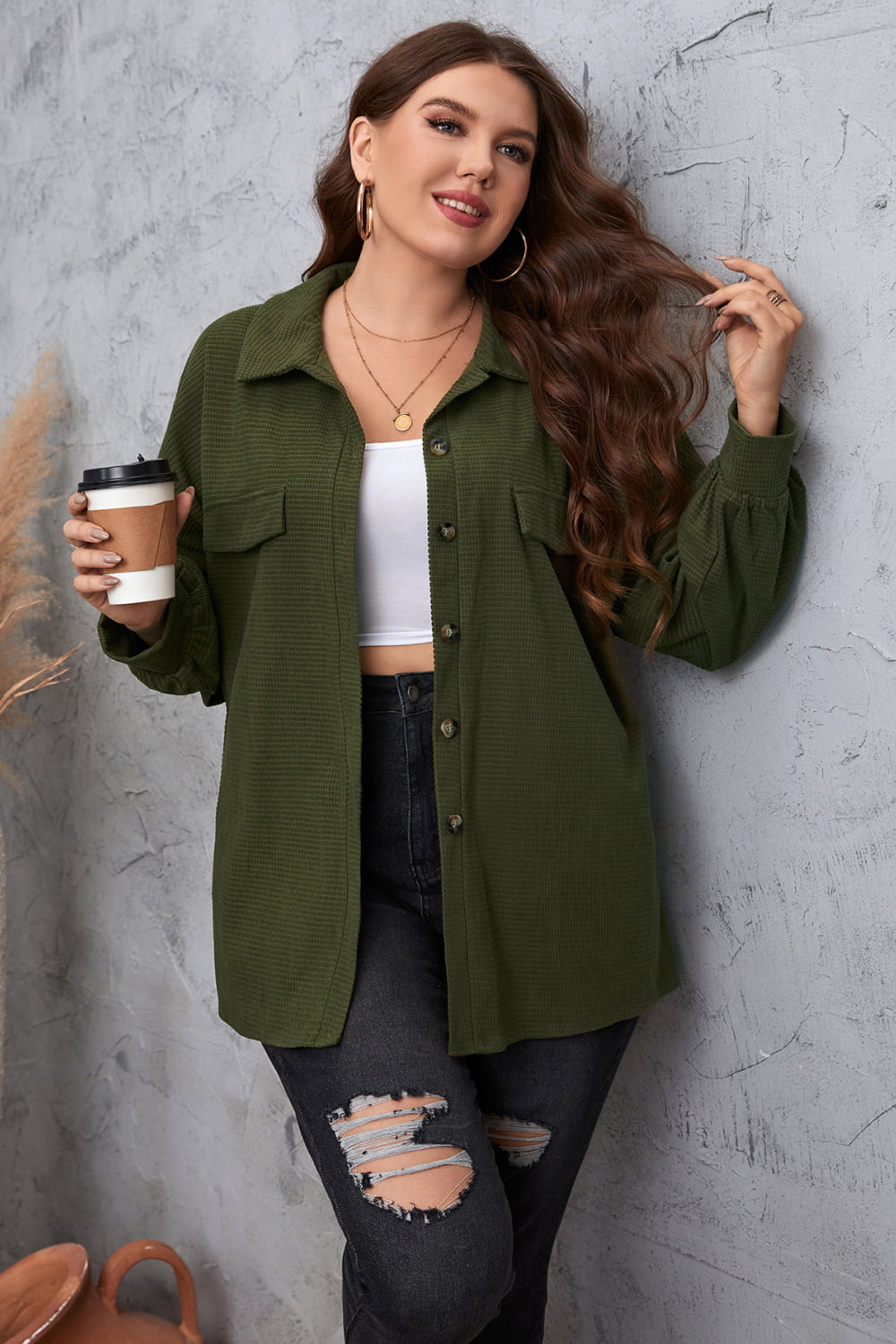 Melo Apparel Plus Size Dropped Shoulder Shirt - AllIn Computer