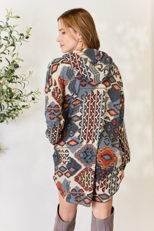 Heimish Full Size Printed Button Up Hooded Jacket - AllIn Computer