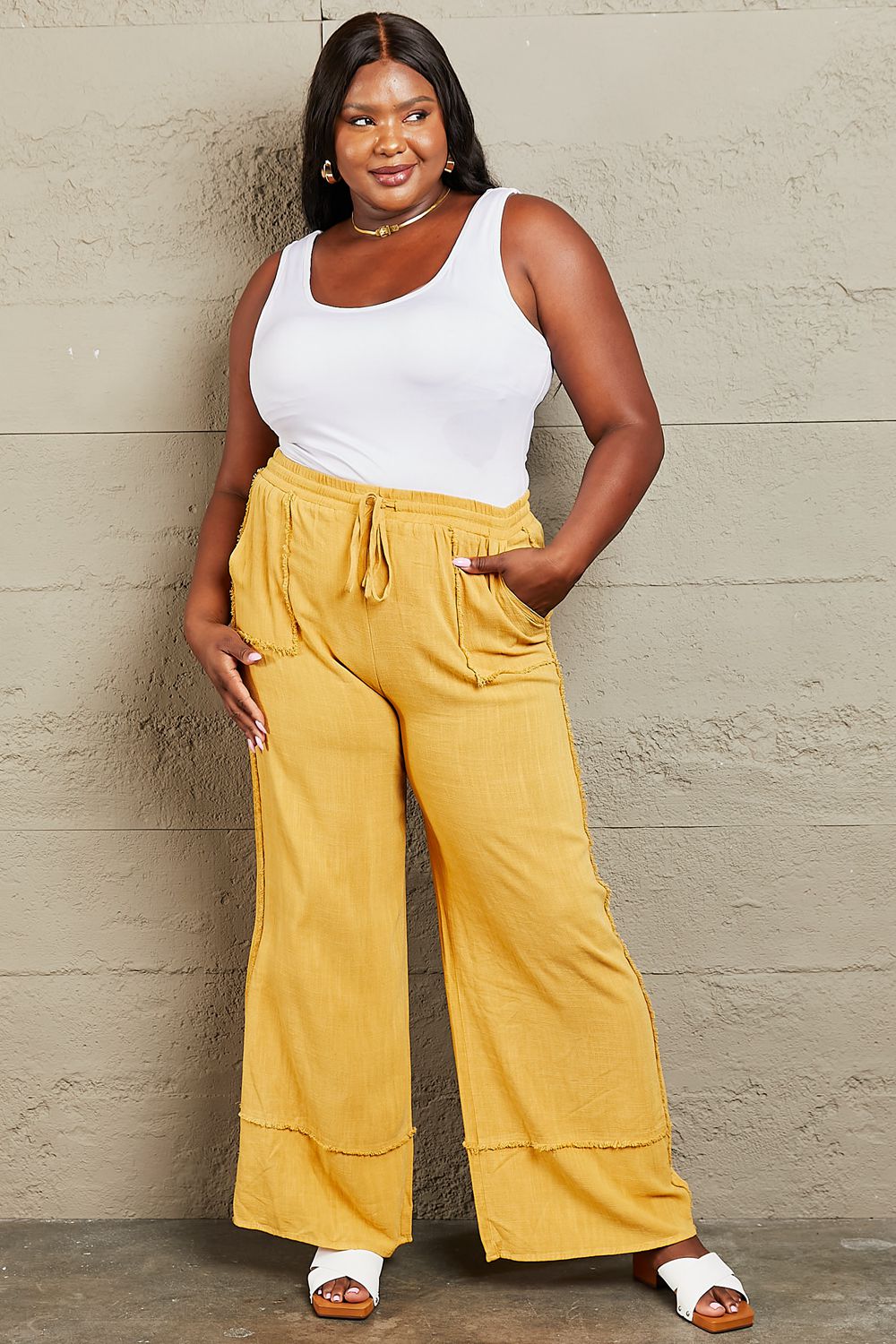 HEYSON Love Me Full Size Mineral Wash Wide Leg Pants - AllIn Computer