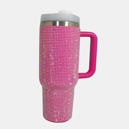 Rhinestone Stainless Steel Tumbler with Straw - AllIn Computer