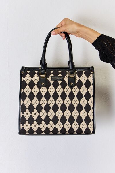 David Jones Argyle Pattern PU Leather Handbag - AllIn Computer