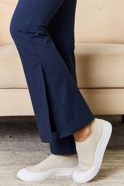 Kimberly C Full Size Wide Waistband Slit Flare Pants - AllIn Computer