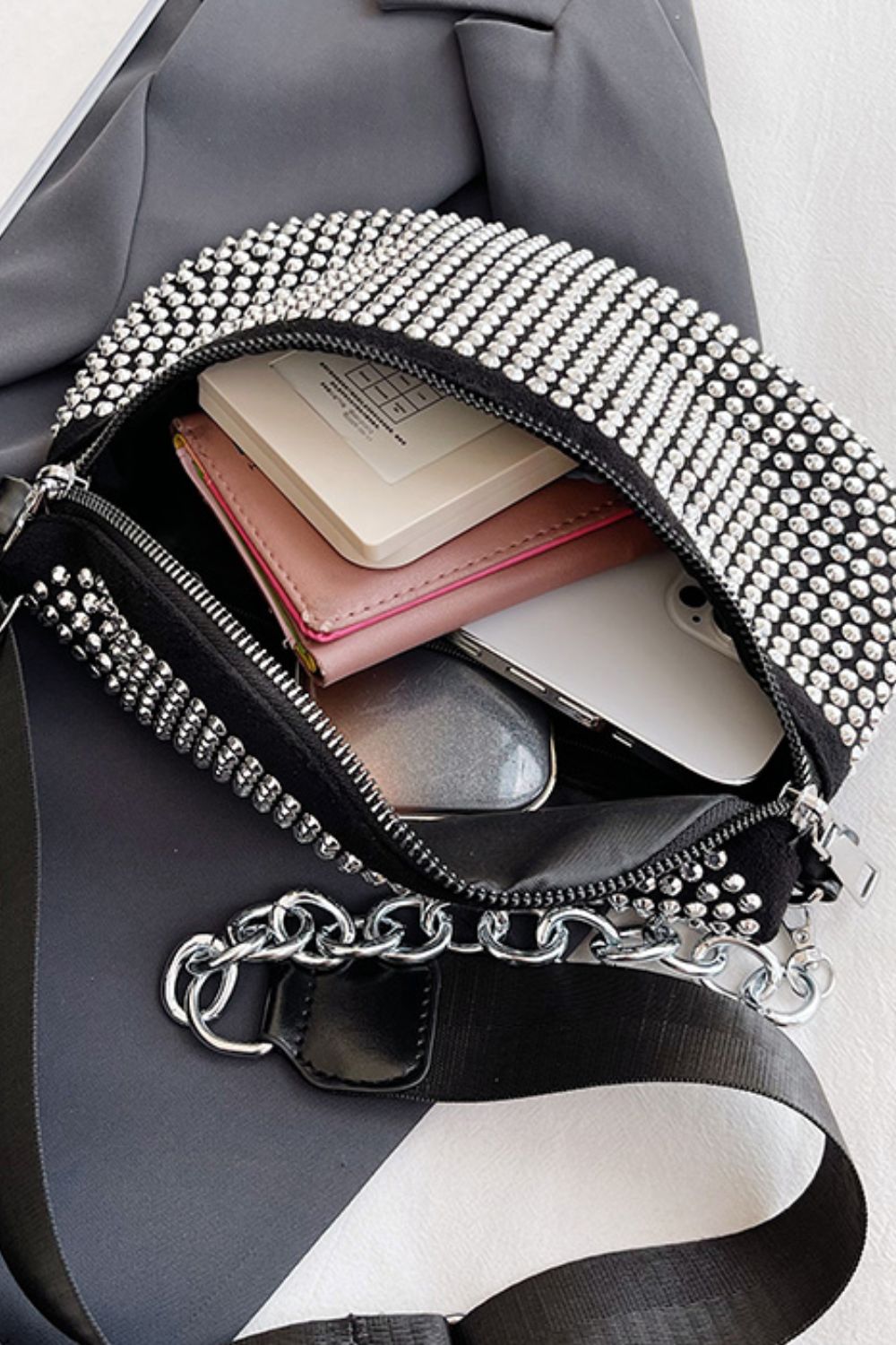 Rhinestone PU Leather Sling Bag - AllIn Computer