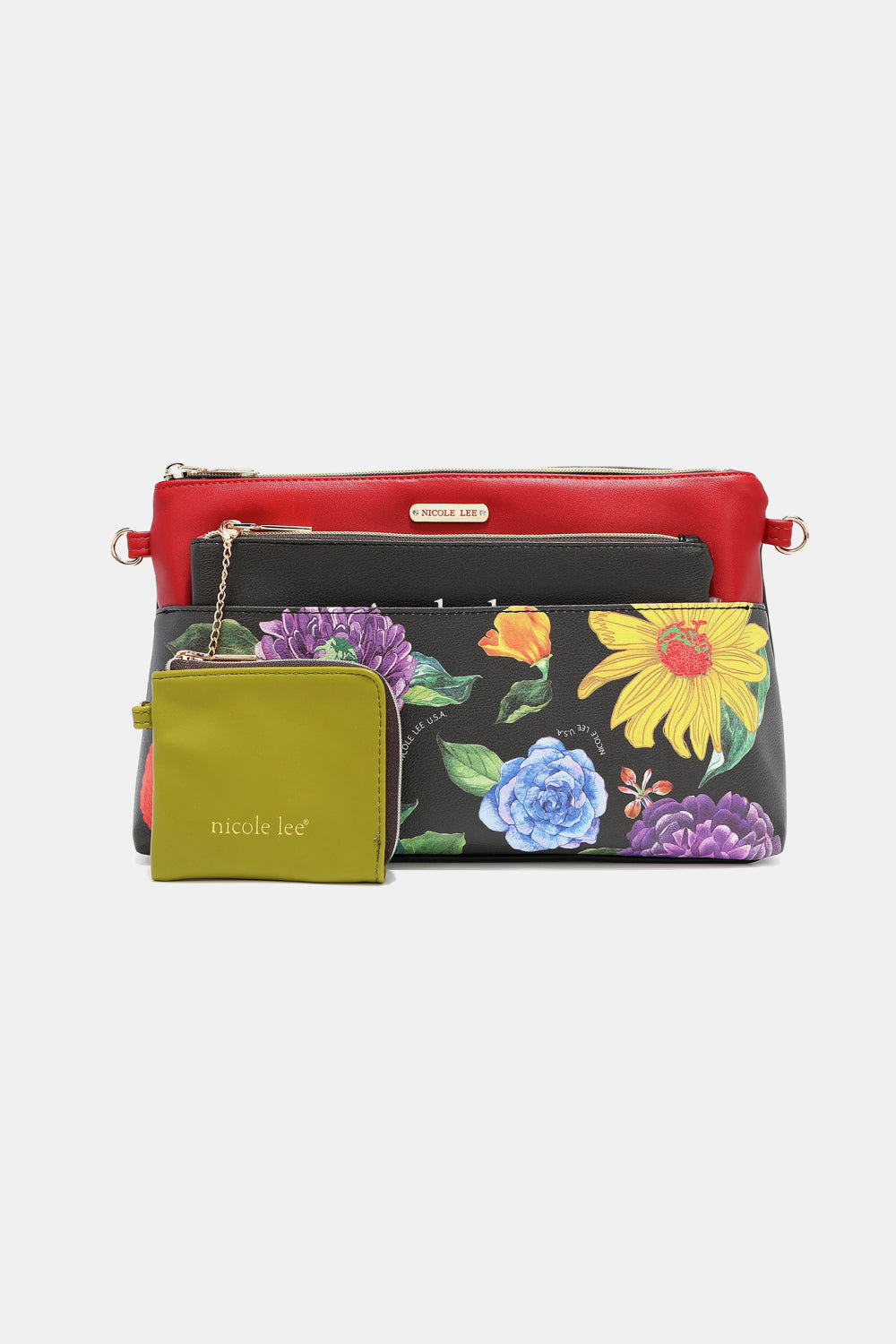 Nicole Lee USA Printed Handbag with Three Pouches - AllIn Computer
