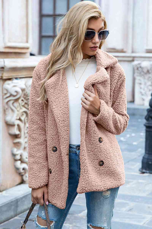 Full Size Lapel Collar Sherpa Coat - AllIn Computer