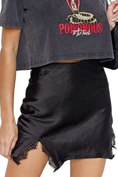 Lace Detail Slit Mini Skirt - AllIn Computer