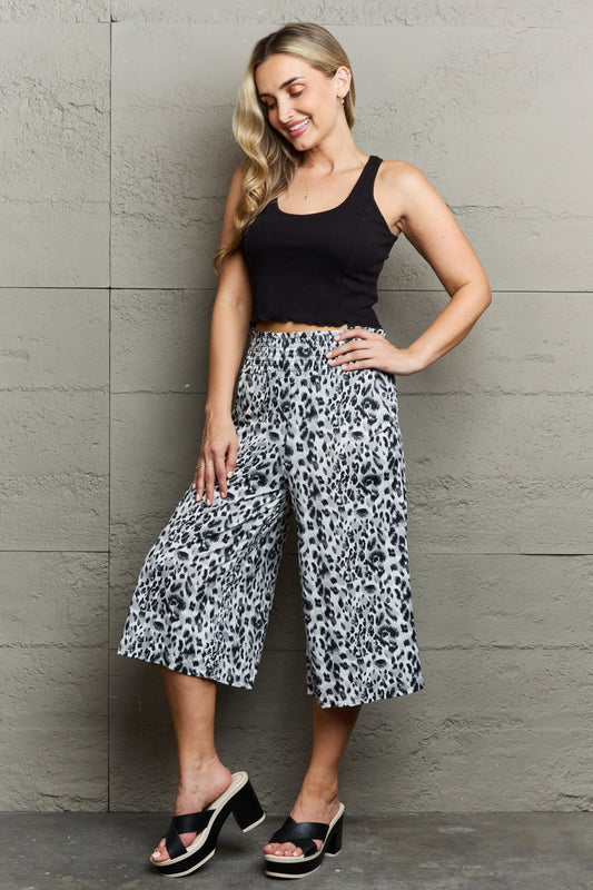 Ninexis Leopard High Waist Flowy Wide Leg Pants with Pockets - AllIn Computer