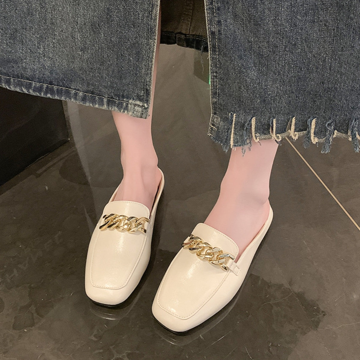 PU Leather Square Toe Flat Loafers - AllIn Computer