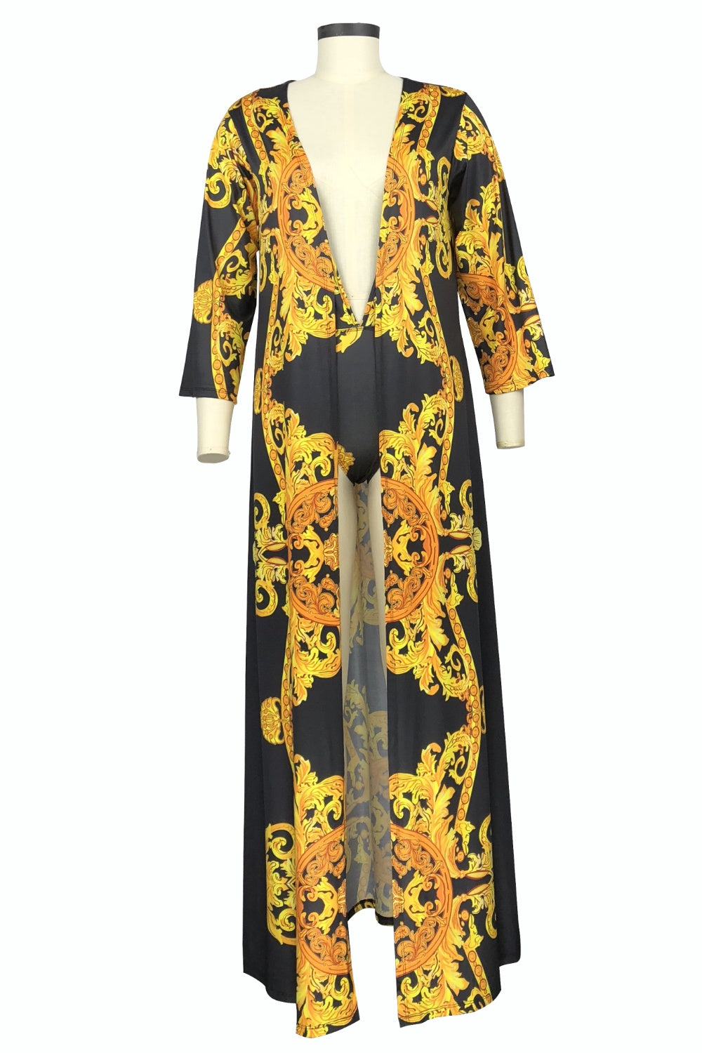 Printed Plunge One-Piece and Cover Up Swim Set - AllIn Computer