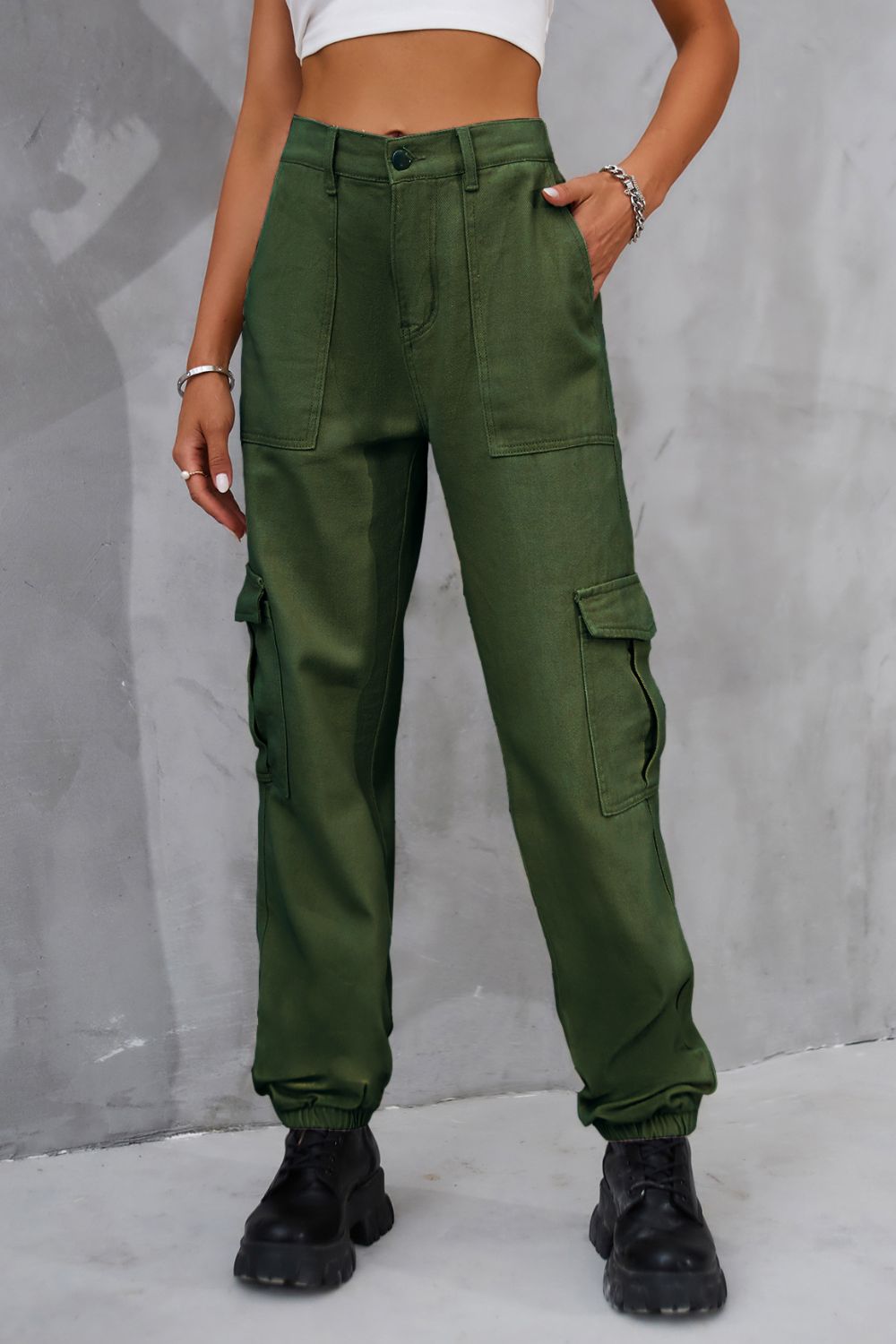 Buttoned High Waist Jeans with Pockets - AllIn Computer