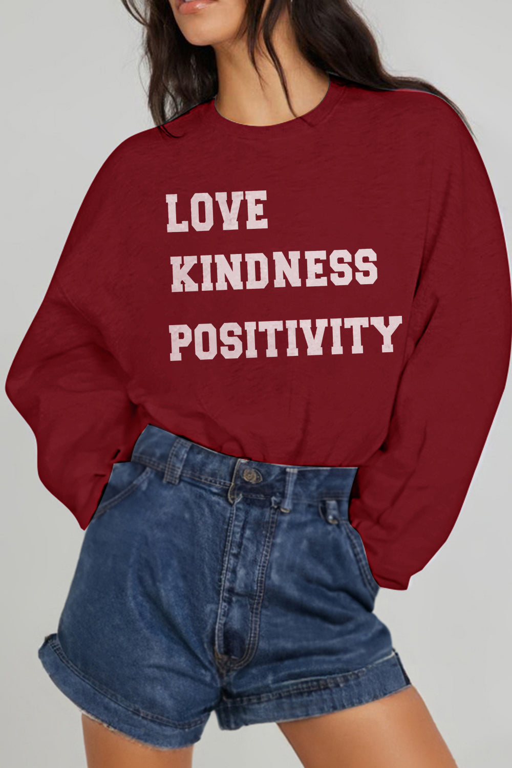 Simply Love Full Size LOVE KINDNESS POSITIVITY Graphic Sweatshirt - AllIn Computer