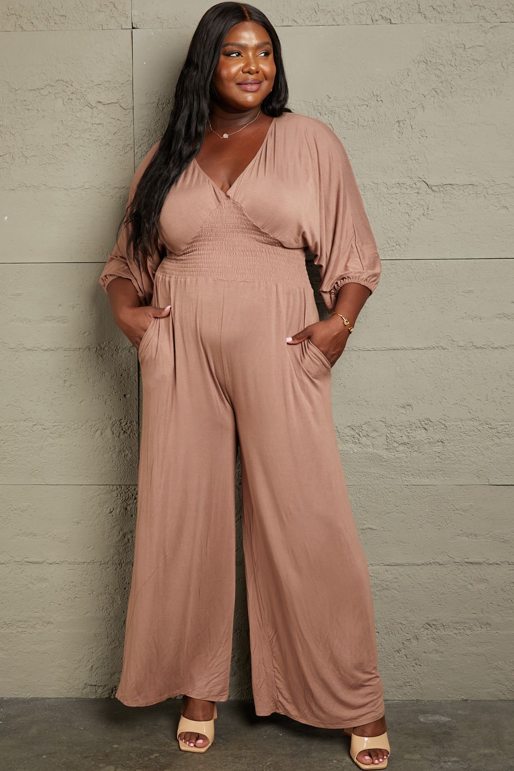 Culture Code Full Size Smocking Waist Jumpsuit - AllIn Computer