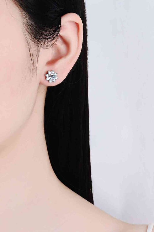 1 Carat Moissanite 925 Sterling Silver Flower Earrings - AllIn Computer
