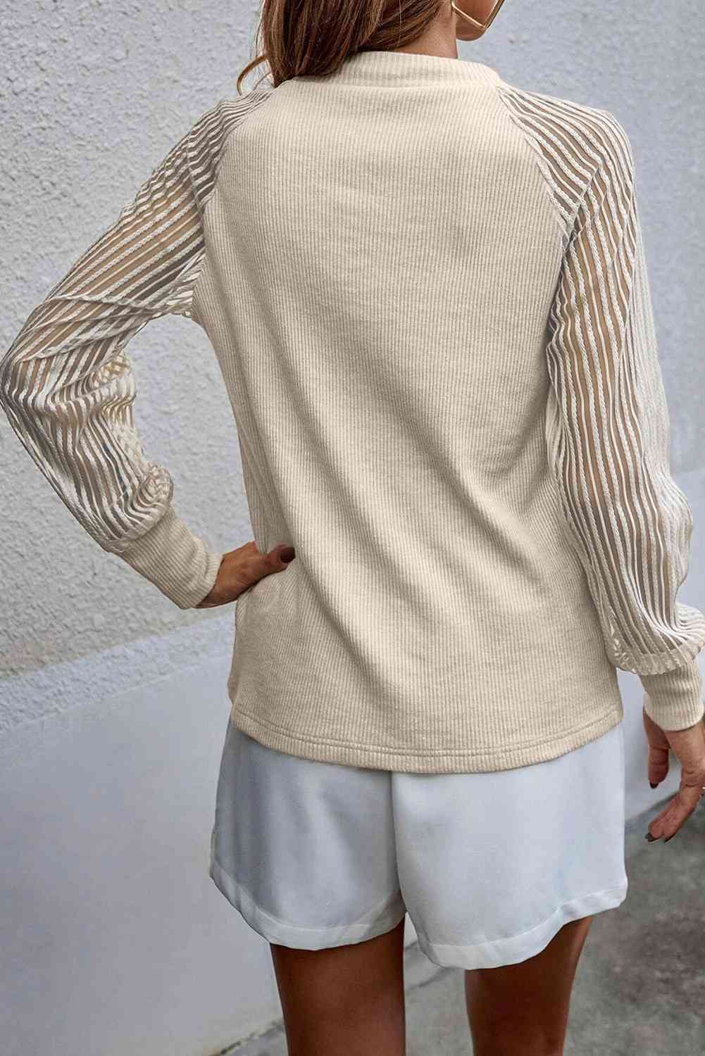 Round Neck Raglan Sleeve Knit Top - AllIn Computer