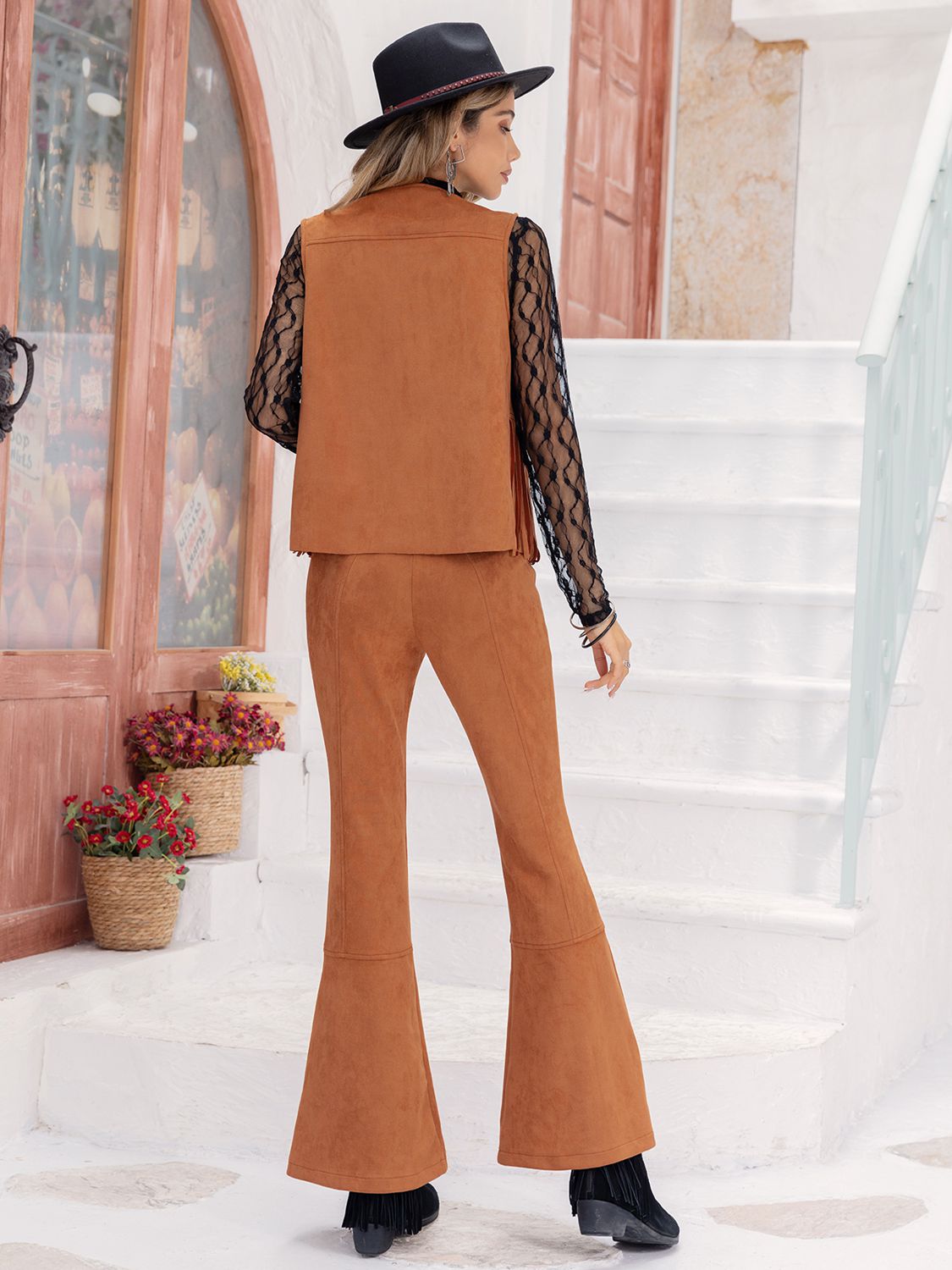 Fringe Vest and Flare Pants Set - AllIn Computer