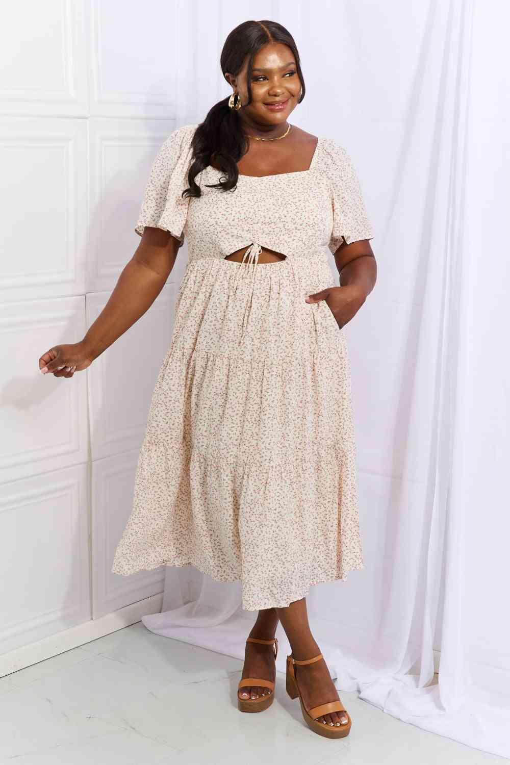 HEYSON Let It Grow Full Size Floral Tiered Ruffle Midi Dress - AllIn Computer