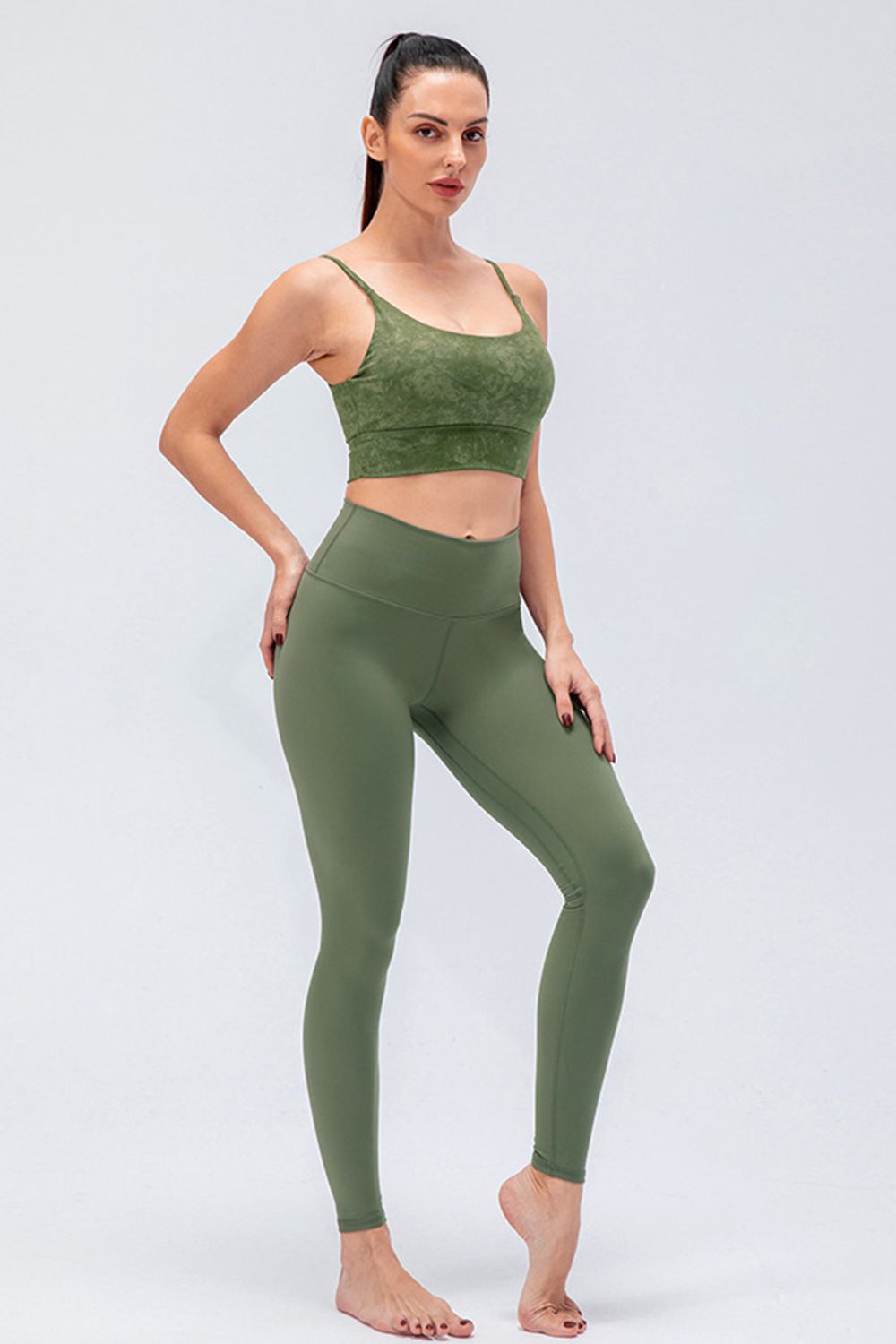 Wide Waistband Slim Fit Active Leggings - AllIn Computer