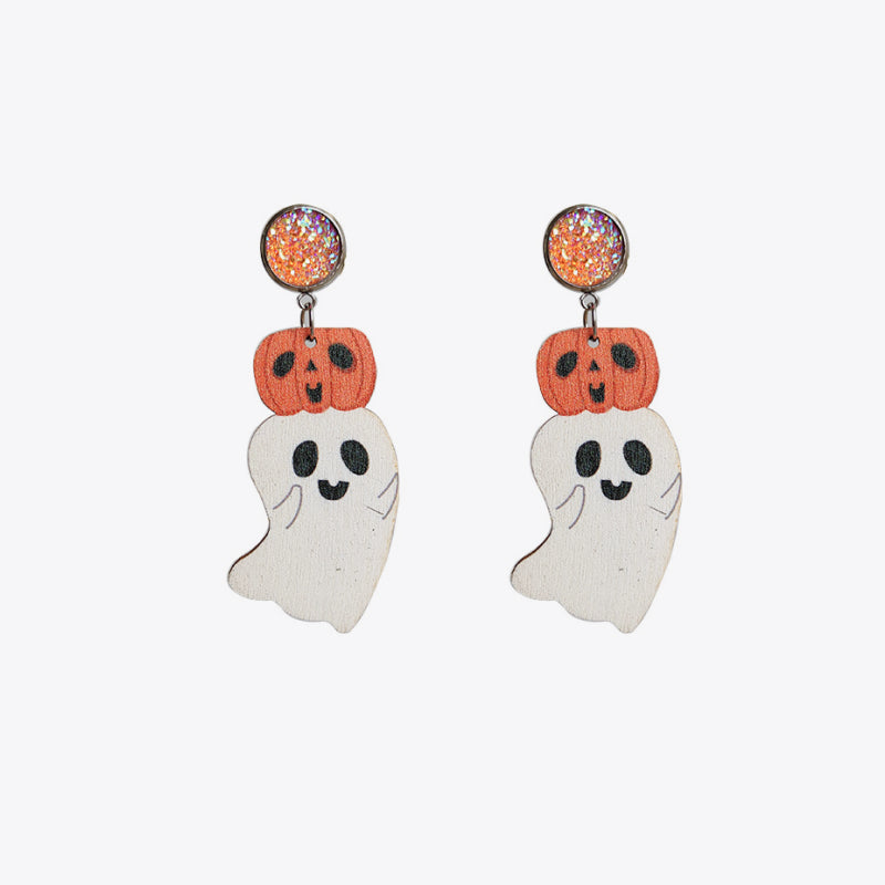Ghost Shape Wooden Dangle Earrings - AllIn Computer