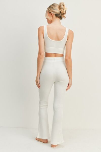 Kimberly C Waffle Tank and High Waist Flare Pants Set - AllIn Computer